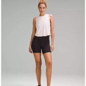 Soft pink Lululemon top with sheer detailing